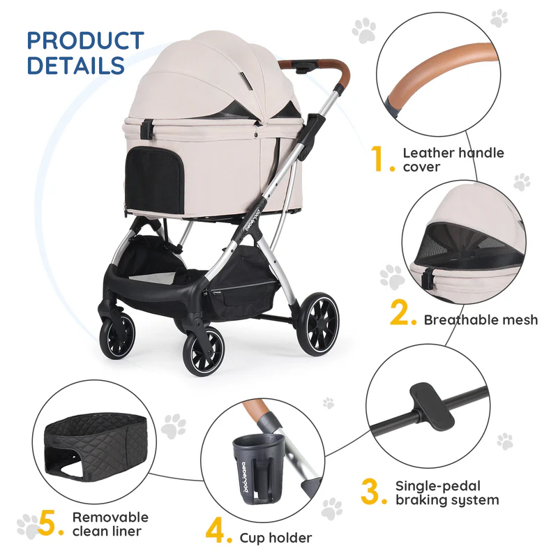 美國 Beberoad T5 寵物手推車 – 輕便折疊式外出推車