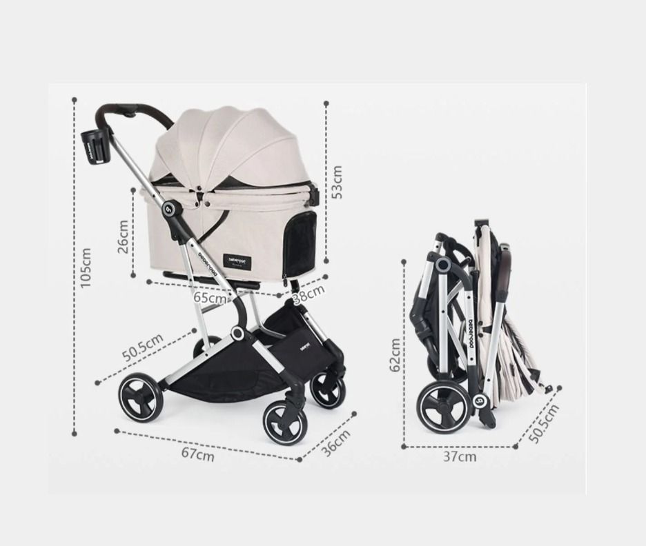 美國 Beberoad T4 寵物手推車 – 輕便折疊式外出推車（寵物承重：20kg）