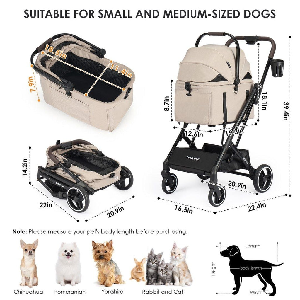 美國 Beberoad X2 3 in 1 Lightweight Foldable Carrier Dog cat Pet Stroller 寵物推車