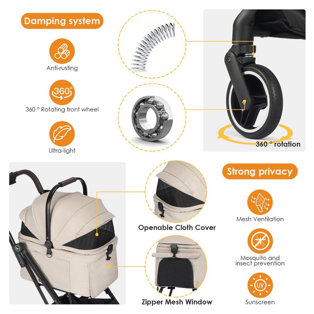 美國 Beberoad X2 3 in 1 Lightweight Foldable Carrier Dog cat Pet Stroller 寵物推車