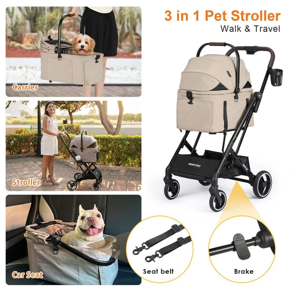 美國 Beberoad X2 3 in 1 Lightweight Foldable Carrier Dog cat Pet Stroller 寵物推車