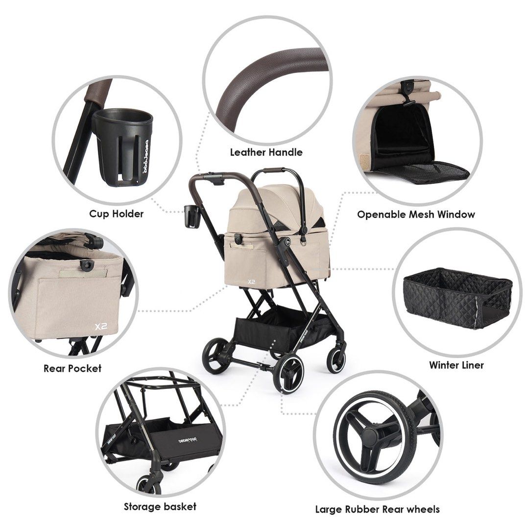 美國 Beberoad X2 3 in 1 Lightweight Foldable Carrier Dog cat Pet Stroller 寵物推車