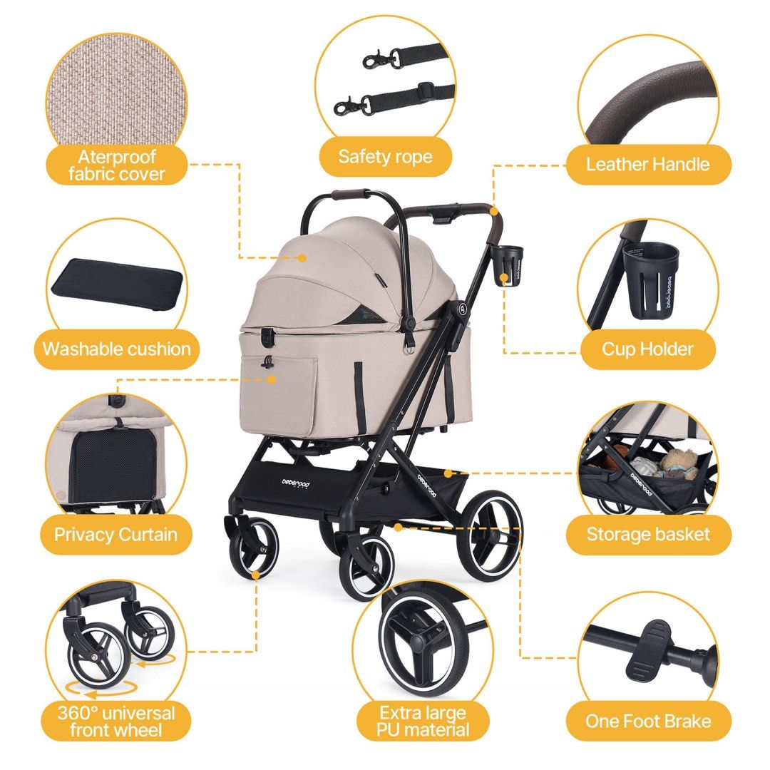 美國 Beberoad X3 3 in 1 Lightweight Foldable Carrier Dog cat Pet Stroller 寵物推車