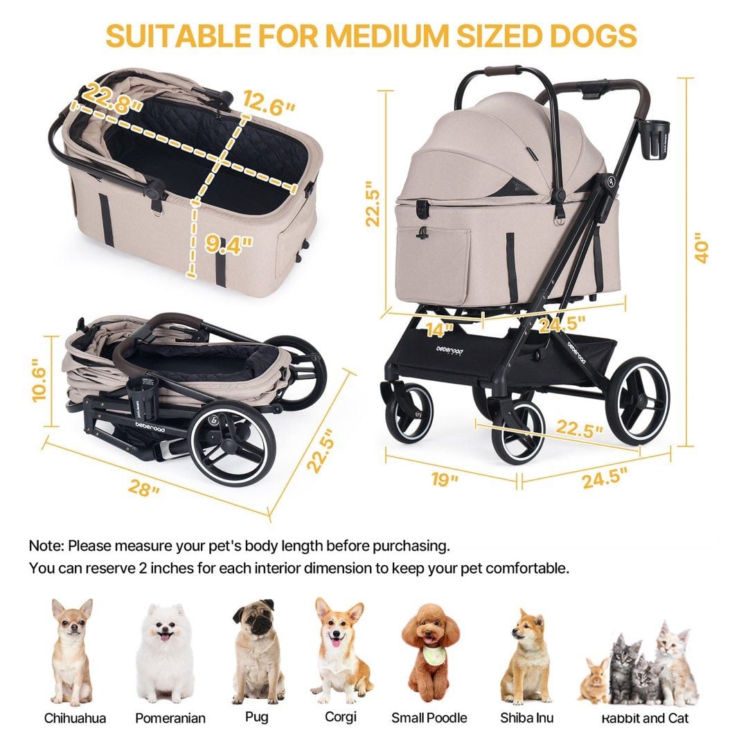 美國 Beberoad X3 3 in 1 Lightweight Foldable Carrier Dog cat Pet Stroller 寵物推車
