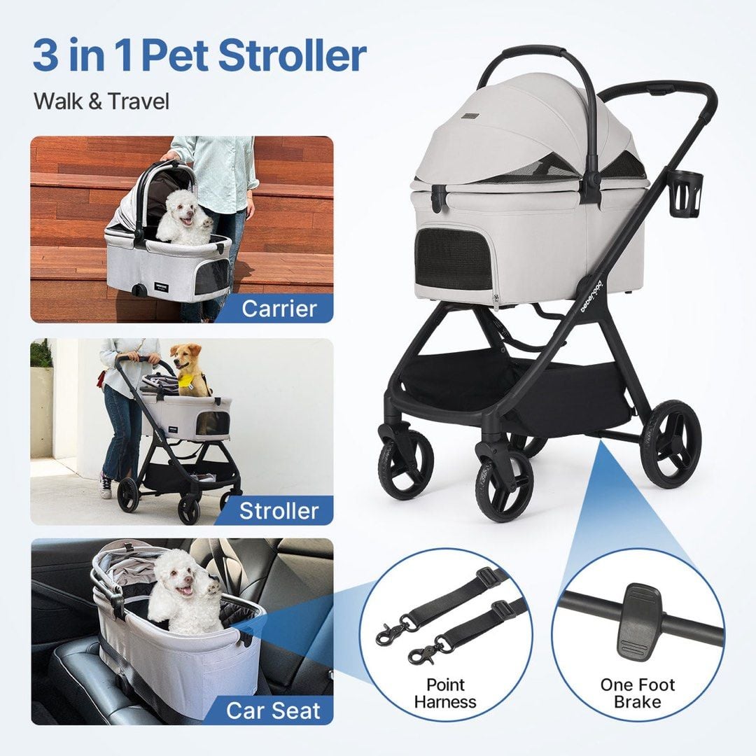 美國 Beberoad X5 3 in 1 Lightweight Foldable Carrier Dog Pet Stroller 寵物推車