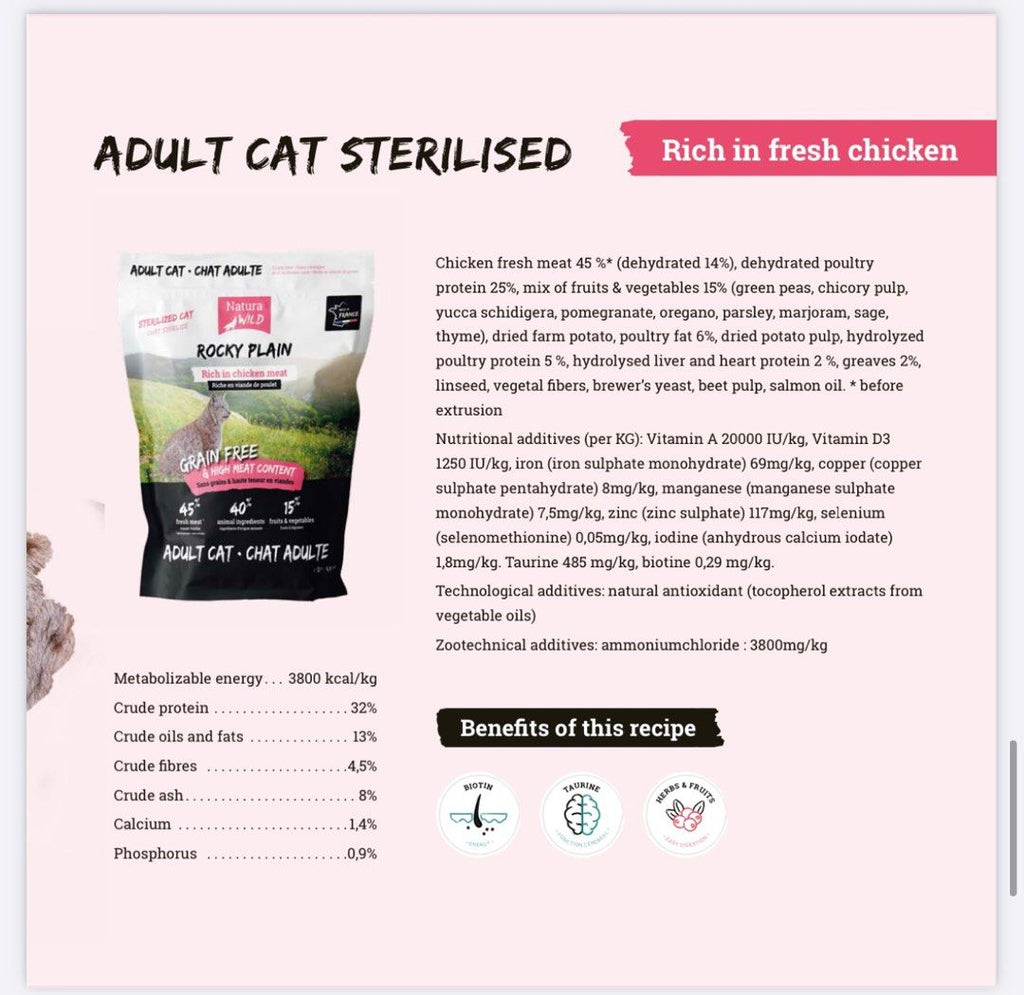 Natura wild -Rocky Plain grain free cat food 無穀類 貓糧 乾糧 chicken meat