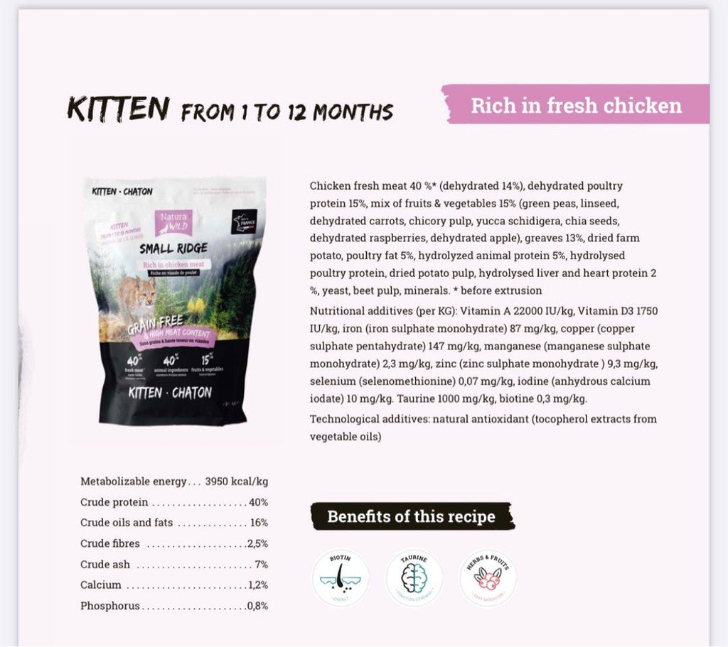 Natura wild - Small Ridge grain free kitten cat food 無穀類 貓糧 乾糧 chicken meat